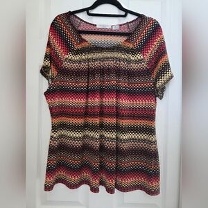 Liz Claiborne Rust and Black Patterned Blouse